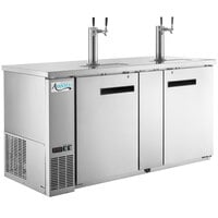 Avantco UDD-3-HC-S Stainless Steel Kegerator / Beer Dispenser with (2) 2 Tap Towers - (3) 1/2 Keg Capacity