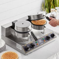 Carnival King WSM22 Non-Stick Double Waffle Maker with Timers - 120V