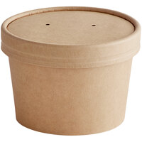 EcoChoice Kraft Paper Food Cup with Vented Lid 8 oz. - 25/Pack