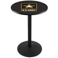 Holland Bar Stool L214B3628Army 30 inch Round United States Army Pub Table with Black Round Base