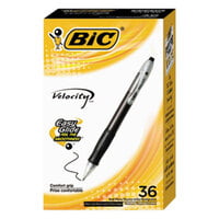 Bic VLG361BK Velocity Black Ink with Black Barrel 1mm Retractable Ball Point Pen - 36/Pack