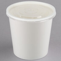 Choice 16 oz. White Double Poly-Coated Paper Food Cup with Vented Plastic Lid - 25/Pack