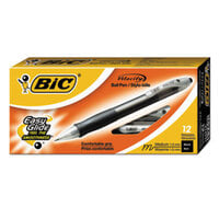 Bic VLG11BK Velocity Black Ink with Black Barrel 1mm Retractable Ball Point Pen - 12/Pack