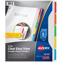 Avery® 16740 5-Tab Clear Easy View Durable Plastic Dividers