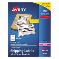 Avery® 5127 5 1/16 inch x 7 5/8 inch White Shipping Labels with Paper Receipts - 50/Pack