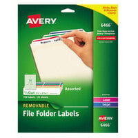 Avery® 6466 2/3 inch x 3 7/16 inch Assorted Color 1/3 Cut Removable Filing Folder Label - 750/Pack