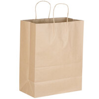 Senior 13 inch x 7 inch x 17 inch Natural Kraft Shopping Bag with Handles - 250/Bundle