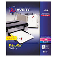 Avery® 11515 Print-On 5-Tab White Divider Set - 5/Pack