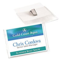 Avery® 2923 4 inch x 3 inch Clear Horizontal Top Clip-Style Badge Holders - 100/Pack