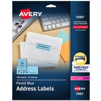 Avery® 1 inch x 2 5/8 inch High-Visibility Pastel Blue Permanent ID Labels - 750/Pack