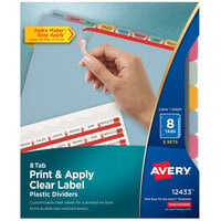 Avery® 12433 Index Maker 8-Tab Multi-Color Plastic Clear Label Dividers - 5/Pack
