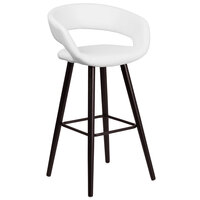 Flash Furniture CH-152560-WH-VY-GG Brynn Series Cappuccino Wood Bar Height Stool with White Vinyl Seat