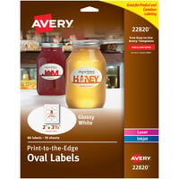 Avery® 22820 Easy Peel 2 inch x 3 1/3 inch True Print White Glossy Oval Print-to-the-Edge Labels - 80/Pack