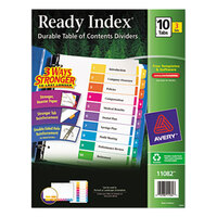 Avery 11082 EcoFriendly Ready Index 10-Tab Multi-Color Table of Contents Divider Set - 3/Pack