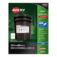 Avery® 60522 UltraDuty 4 3/4" x 7 3/4" GHS Chemical Labels for Pigment-Based Inkjet Printers - 100/Pack