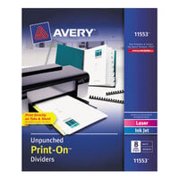 Avery® 11553 Print-On 8-Tab Unpunched White Divider Set - 5/Pack