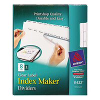 Avery® 11422 Index Maker 8-Tab White Divider Set with Clear Label Strip for Copiers - 5/Pack