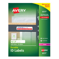Avery® 6577 5/8 inch x 3 inch White Permanent ID Labels - 1600/Pack