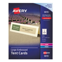 Avery® 5915 3 1/2 inch x 11 inch Ivory Large Embossed Tent Cards - 50/Box