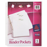 Avery® 75243 9 1/4 inch x 11 inch Clear Three Ring Binder Pocket - 5/Pack