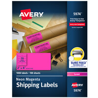 Avery® 2 inch x 4 inch Neon Magenta Shipping Labels - 1000/Box
