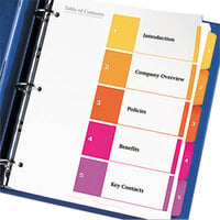 Avery® 11187 Ready Index 5-Tab Multi-Color Table of Contents Divider Set - 6/Pack