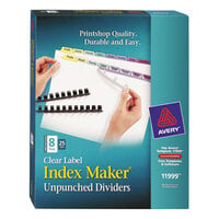 Avery® 11999 Index Maker 8-Tab Multi-Color Unpunched Divider Set with Clear Label Strip - 5/Box
