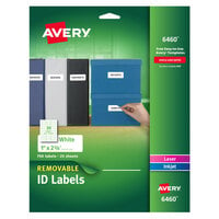 Avery® 6460 1 inch x 2 5/8 inch White Removable ID Labels - 750/Pack
