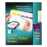 Avery® 11990 Index Maker 5-Tab Multi-Color Divider Set with Clear Label Strip - 5/Pack
