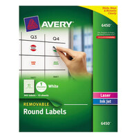 Avery® 6450 1 inch Round White Removable ID Labels - 945/Pack