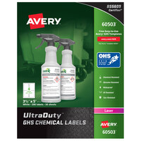 Avery® 60503 UltraDuty 3 1/2" x 5" GHS Chemical Labels for Laser Printers - 200/Box