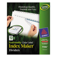 Avery 11582 EcoFriendly Index Maker 12-Tab White Divider Set with Clear Label Strips - 5/Pack