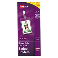Avery® 2920 3 1/2 inch x 2 1/4 inch Clear Vertical Clip-Style Badge Holders - 50/Pack