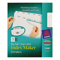 Avery 11490 Big Tab Index Maker 5-Tab Divider Set with Clear Label Strip