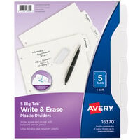 Avery® 16370 Big Tab 5-Tab Write and Erase Durable Plastic Dividers