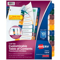 Avery® 11818 Ready Index 10-Tab Multi-Color Plastic Table of Contents Dividers