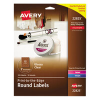Avery® 22825 Easy Peel 2 inch Clear Glossy Round Print-to-the-Edge Labels - 120/Pack