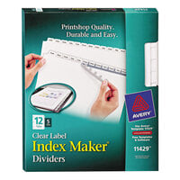 Avery® 11429 Index Maker 12-Tab White Divider Set with Clear Label Strip - 5/Pack