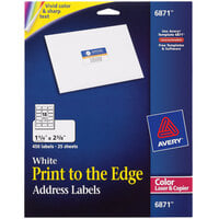 Avery® 6871 1 1/4 inch x 2 3/8 inch White Print-to-the-Edge Address Labels - 450/Pack