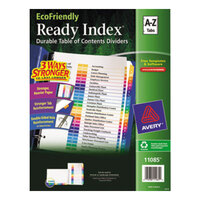 Avery 11085 EcoFriendly Ready Index A-Z Multi-Color Table of Contents Dividers