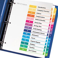 Avery 11197 Ready Index 15-Tab Multi-Color Table of Contents Divider Set - 6/Pack