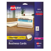 Avery 5876 2 inch x 3 1/2 inch Uncoated Ivory Clean Edge Business Cards - 200/Pack