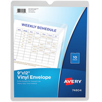 Avery® 9 inch x 12 inch Top-Load Clear Vinyl Document Envelope with Thumb Notch - 10/Pack