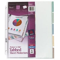 Avery® 74160 Protect 'N Tab Clear Heavy Weight 5 Tab Top-Load Sheet Protector, Letter - 5/Set