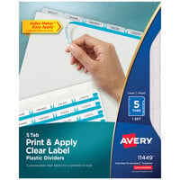 Avery® 11449 Index Maker 5-Tab Plastic Dividers with Clear Label Strips