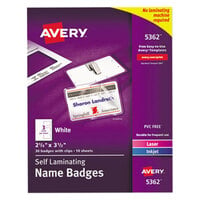 Avery® 5362 2 1/4 inch x 3 1/2 inch White Self-Laminating Laser / Inkjet Printer Badge - 30/Pack