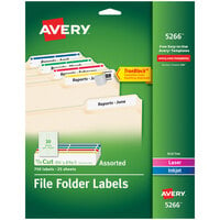 Avery® 5266 TrueBlock 2/3 inch x 3 7/16 inch Assorted Color File Folder Labels - 750/Pack