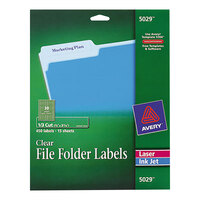 Avery® 5029 2/3 inch x 3 7/16 inch Clear Top Tab 1/3 Cut File Folder Labels - 450/Pack