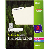Avery® 45366 EcoFriendly 2/3 inch x 3 7/16 inch White 1/3 Cut Top Tab File Folder Labels - 1500/Box