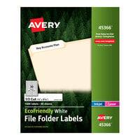 Avery® 45366 EcoFriendly 2/3" x 3 7/16" White 1/3 Cut Top Tab File Folder Labels - 1500/Box